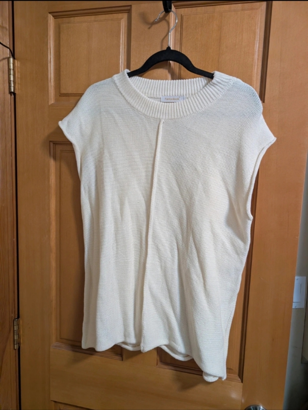 Lightweight Cream Knit Cap-Sleeve Top